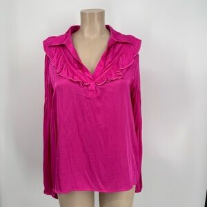 NWT Anthropologie Amadi Lara Ruffled Blouse in Pink